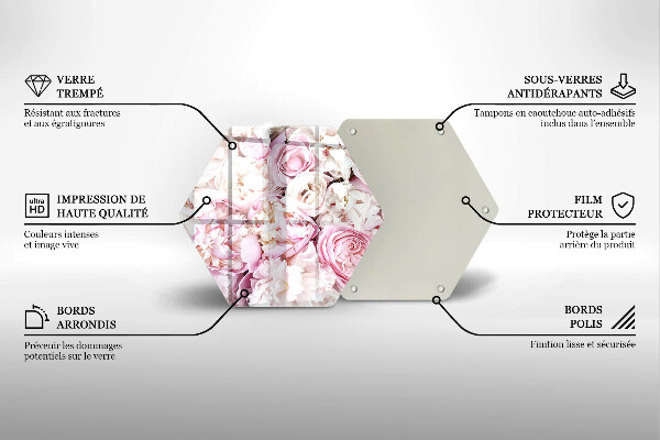 Chopping board glass Peony bouquet