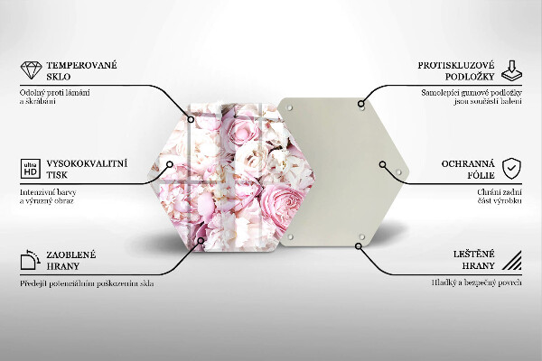 Chopping board glass Peony bouquet