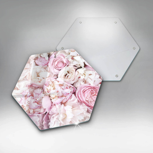Chopping board glass Peony bouquet