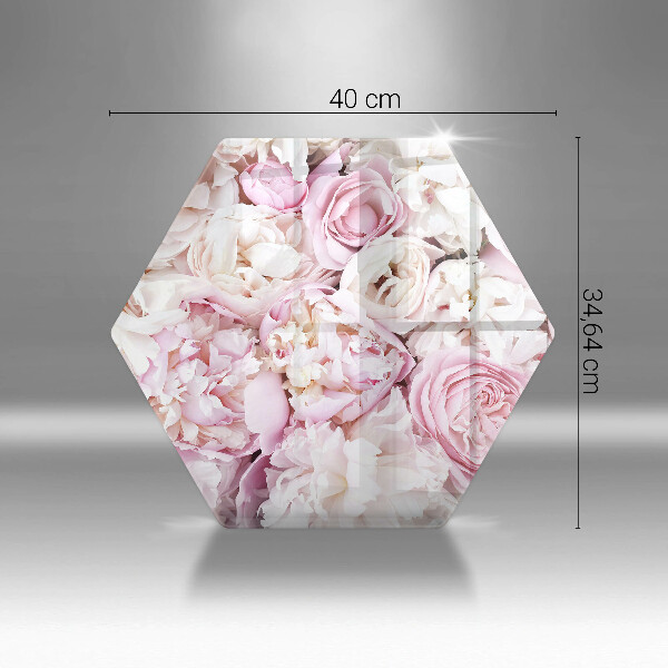 Chopping board glass Peony bouquet