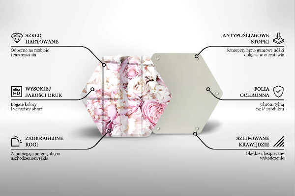 Chopping board glass Peony bouquet