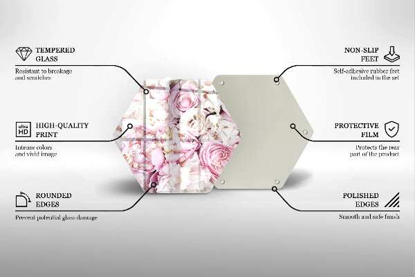 Chopping board glass Peony bouquet