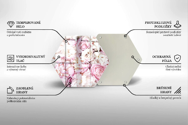 Chopping board glass Peony bouquet