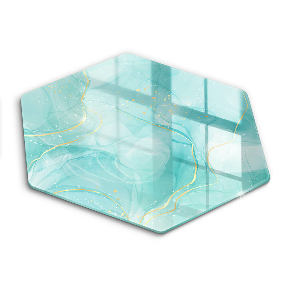 Chopping board glass Blue-gold abstraction