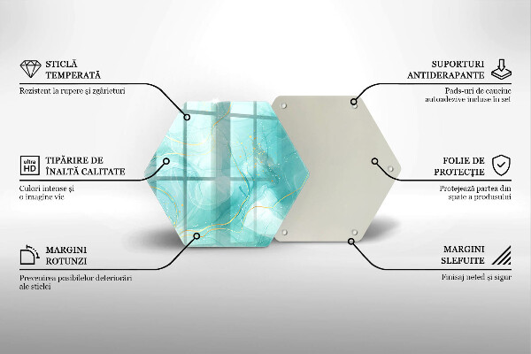 Chopping board glass Blue-gold abstraction