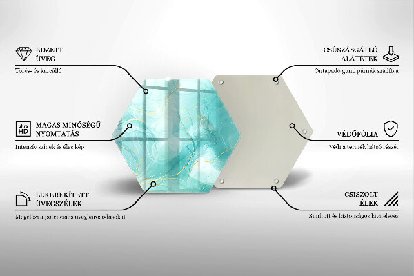 Chopping board glass Blue-gold abstraction