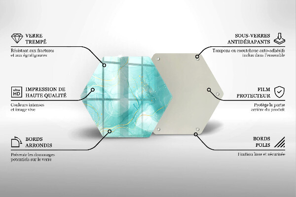 Chopping board glass Blue-gold abstraction