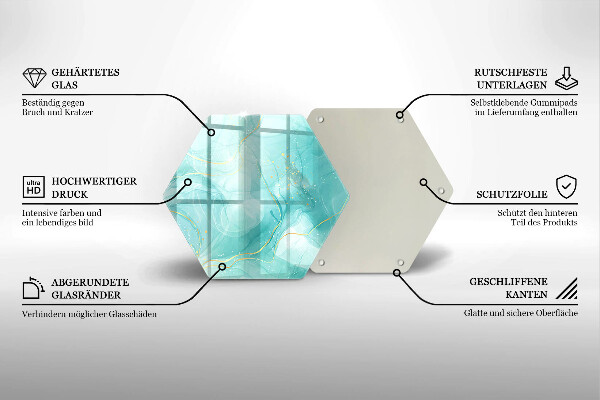 Chopping board glass Blue-gold abstraction