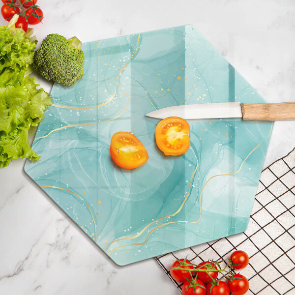 Chopping board glass Blue-gold abstraction