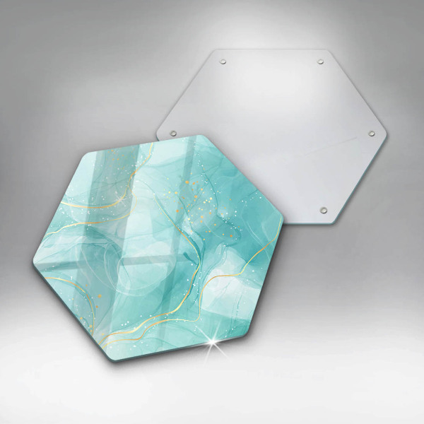 Chopping board glass Blue-gold abstraction