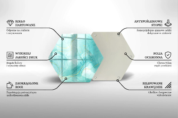 Chopping board glass Blue-gold abstraction