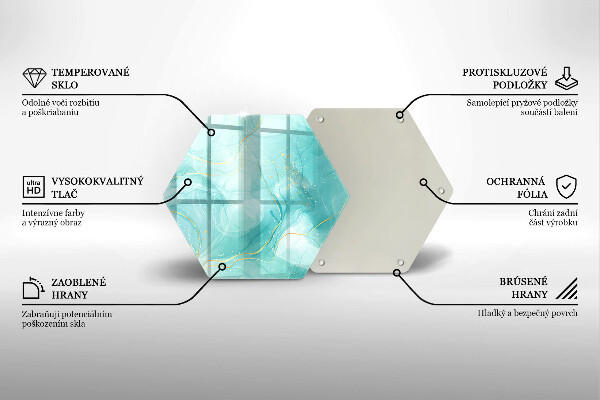 Chopping board glass Blue-gold abstraction