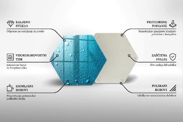 Chopping board glass Drops of water