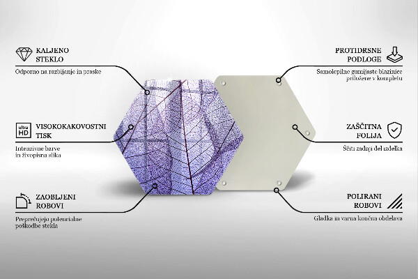 Chopping board glass Leaves with veins
