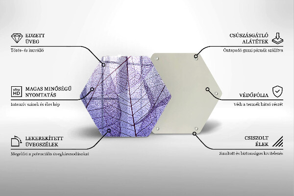 Chopping board glass Leaves with veins