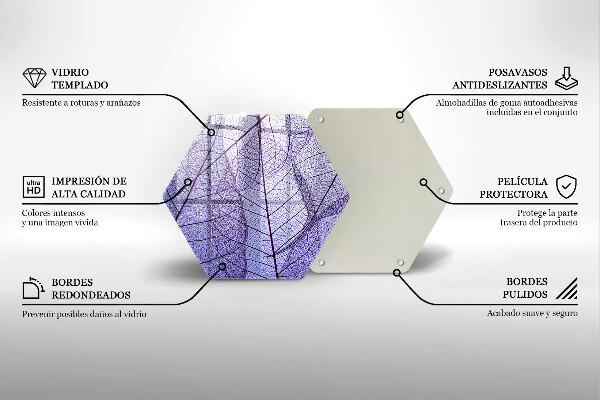 Chopping board glass Leaves with veins