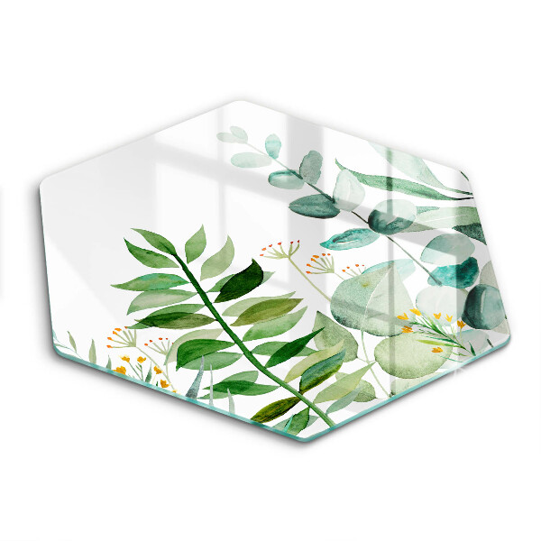 Chopping board glass Plant leaves illustration