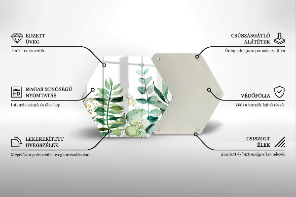 Chopping board glass Plant leaves illustration