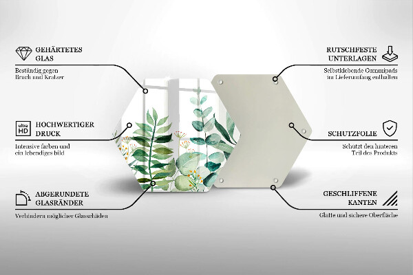 Chopping board glass Plant leaves illustration
