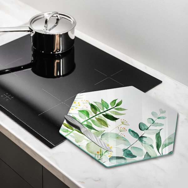 Chopping board glass Plant leaves illustration