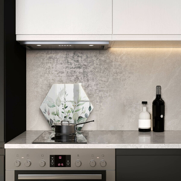 Chopping board glass Watercolor plants