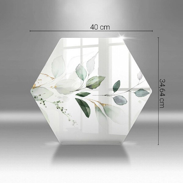 Chopping board glass Watercolor leaves