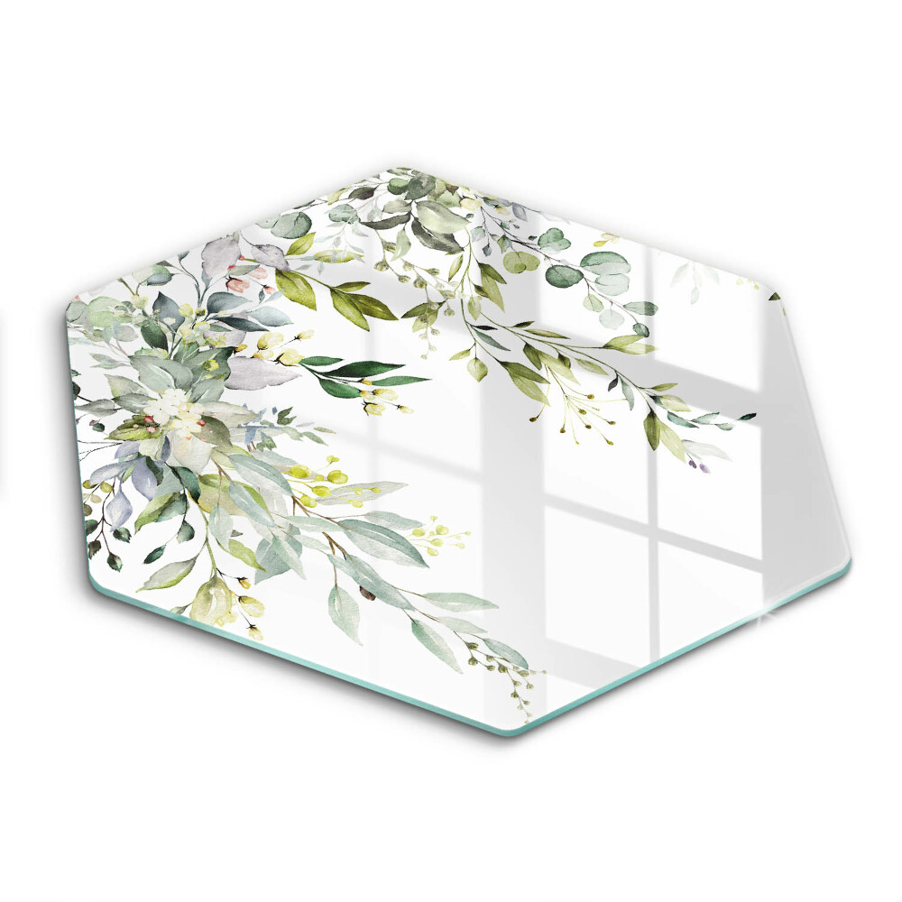 Chopping board glass Decorative leaves and flowers