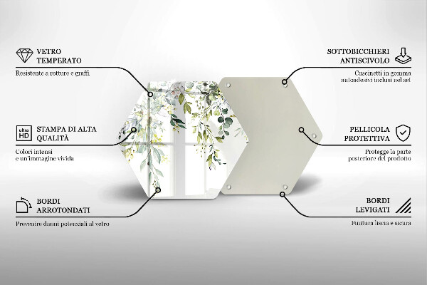 Chopping board glass Decorative leaves and flowers