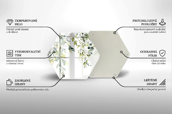 Chopping board glass Decorative leaves and flowers