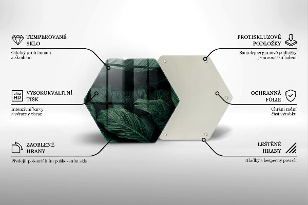 Chopping board glass Dark leaves