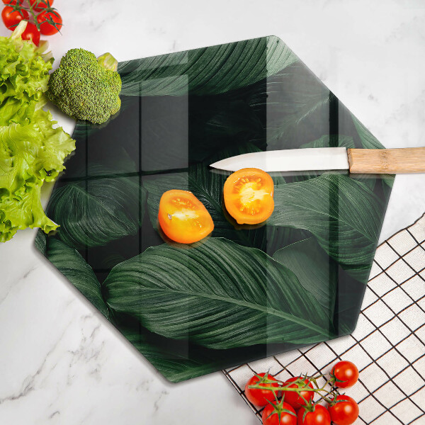 Chopping board glass Dark leaves