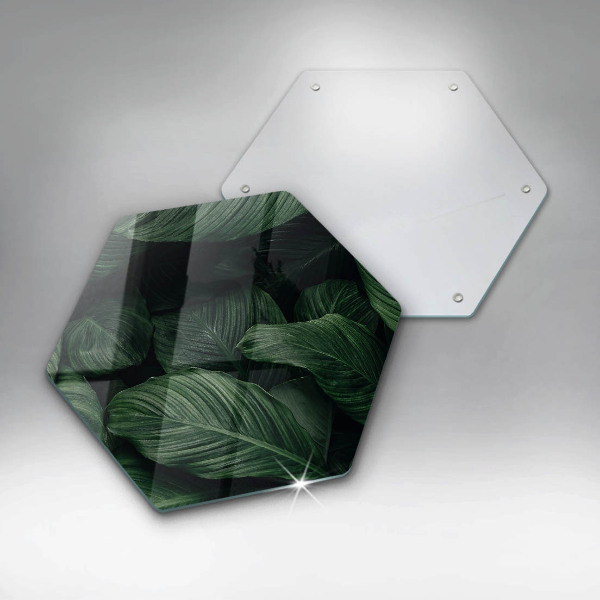 Chopping board glass Dark leaves