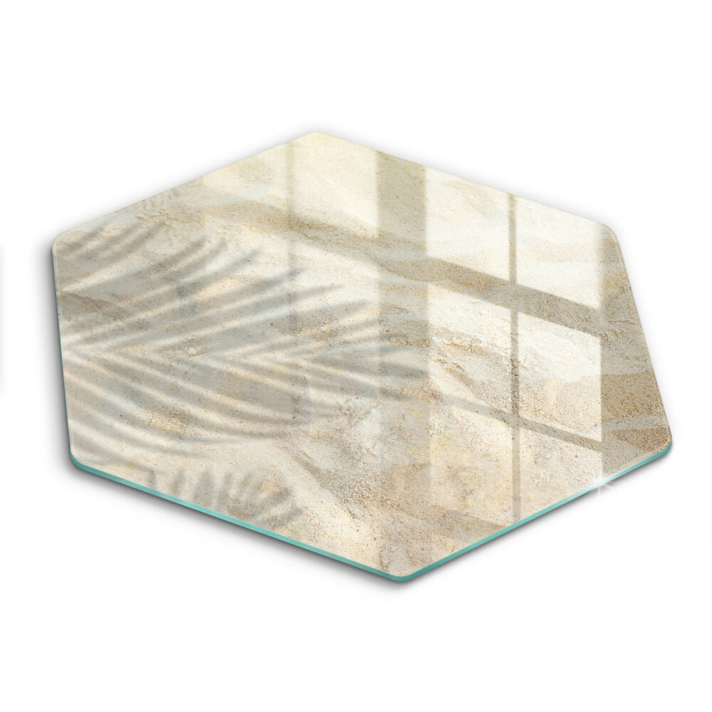 Chopping board glass Palm sand and leaves