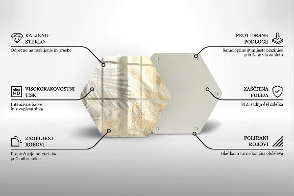 Chopping board glass Palm sand and leaves