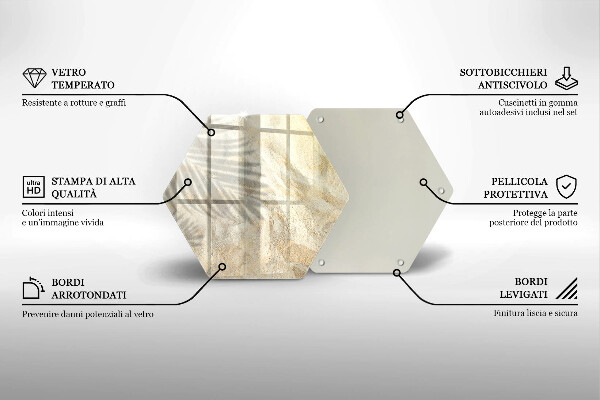 Chopping board glass Palm sand and leaves