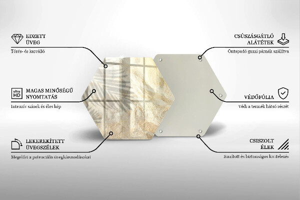 Chopping board glass Palm sand and leaves