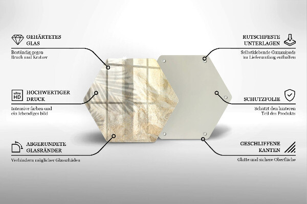 Chopping board glass Palm sand and leaves