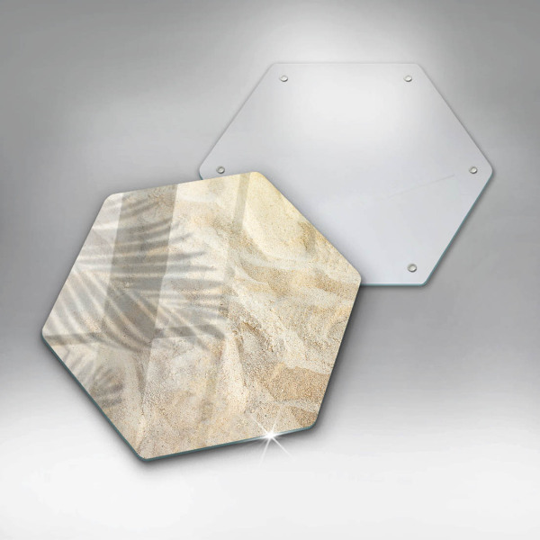 Chopping board glass Palm sand and leaves