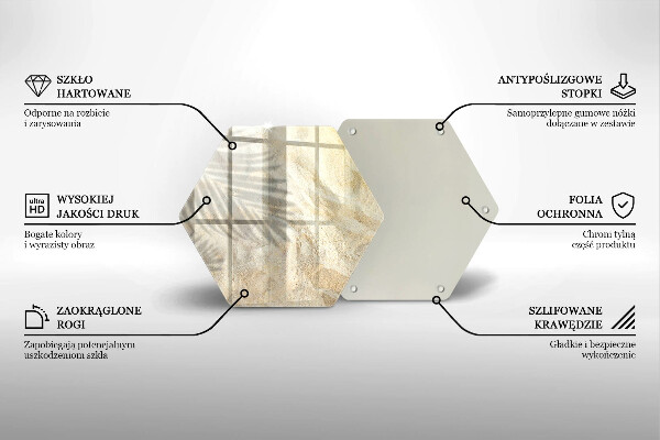 Chopping board glass Palm sand and leaves