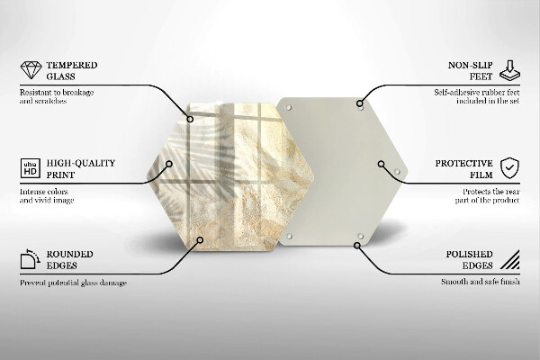 Chopping board glass Palm sand and leaves