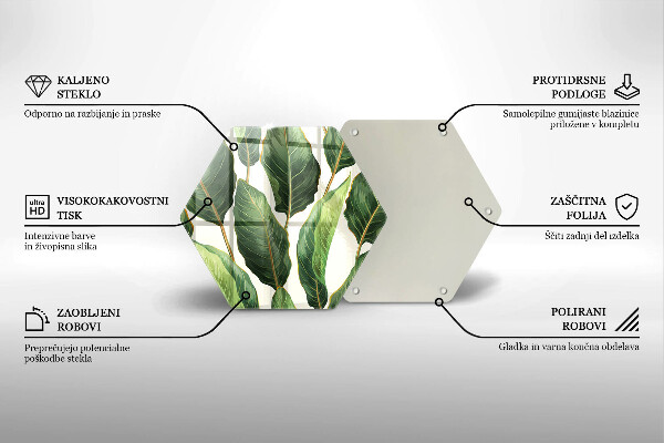 Chopping board glass Banana leaves