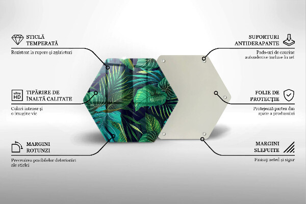 Chopping board glass Illustration of the jungle leaves