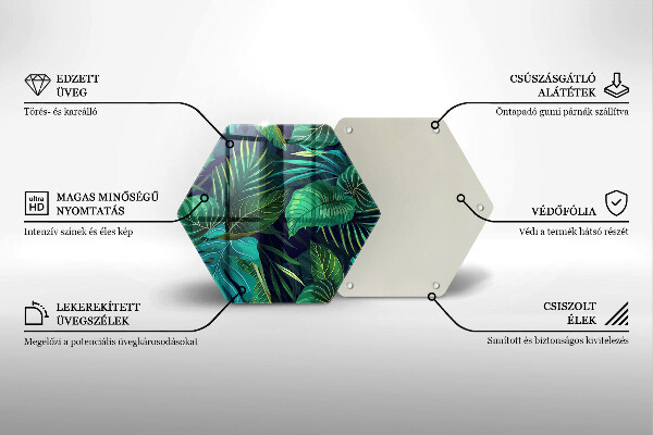 Chopping board glass Illustration of the jungle leaves