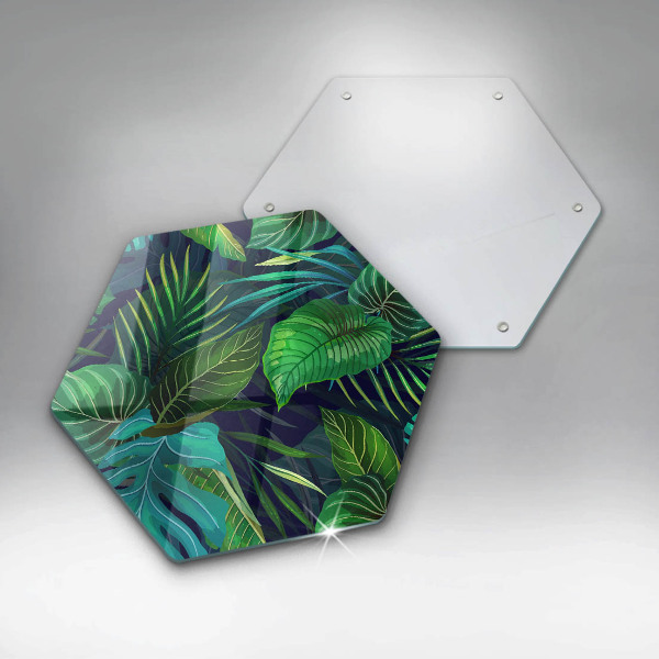Chopping board glass Illustration of the jungle leaves