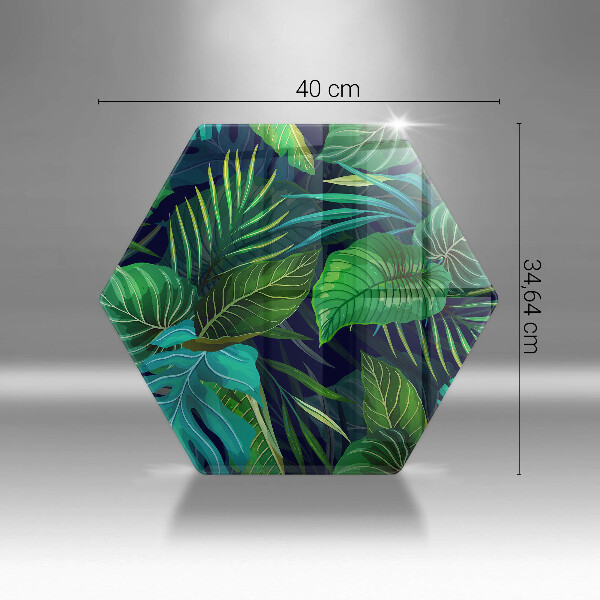 Chopping board glass Illustration of the jungle leaves