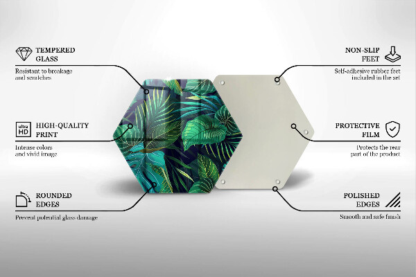 Chopping board glass Illustration of the jungle leaves