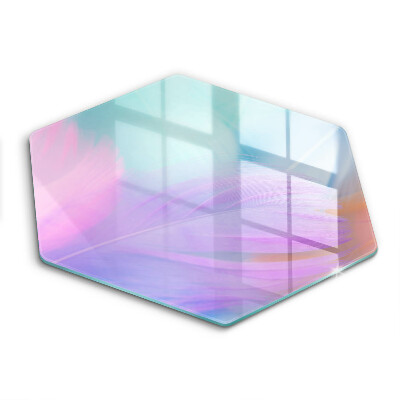Chopping board glass Pastel feathers