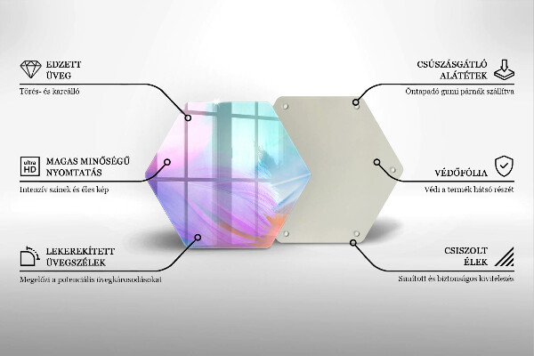 Chopping board glass Pastel feathers