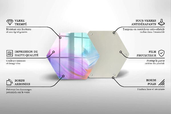 Chopping board glass Pastel feathers