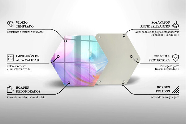 Chopping board glass Pastel feathers